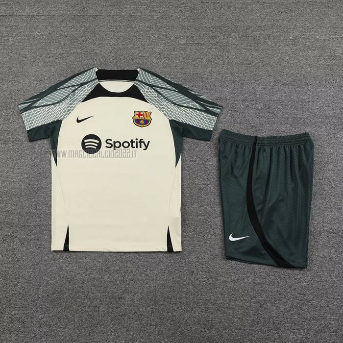 Tuta da Track del FC Barcellona Manga Corta 2023-2024 Verde - Pantalon Corto